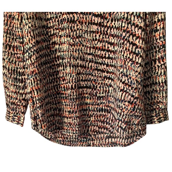 NYDJ Los Angeles Mango Passion Dasher Flicker Long Sleeve V-Neck Blouse NWT M - Picture 5 of 7